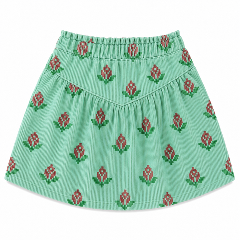 Piupiuchick Knee-Lenght Skirt | Green W/ Big Flowers