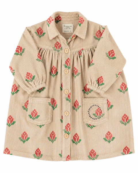 Piupiuchick Short Dress | Camel W/ Big Flowers