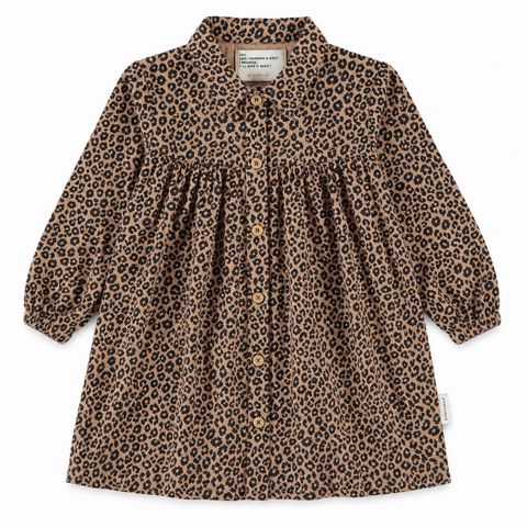Piupiuchick Knee-Lenght Dress | Brown W/ Animal Print