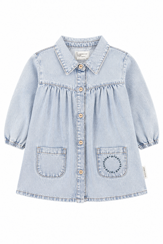 Piupiuchick Knee-Lenght Dress | Fadded Light Blue Denim