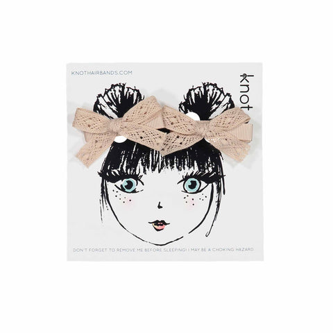Knot Hairbands Lace Ribbon Bow Set // Blush