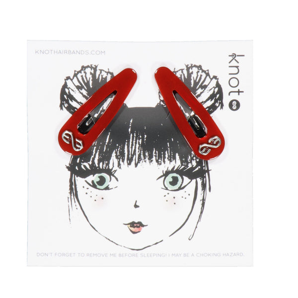Knot Hairbands tortoise snap clip set cardinal red