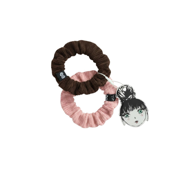 Knot Hairbands waffle scrunchie set flamingo pink + sparrow