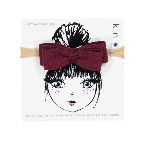 Knot Hairbands Wool Bow Band // Burgundy