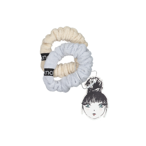 Knot Hairbands Cabana Scrunchie Set // Taupe + Powder Blue
