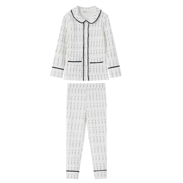 Coco Blanc Printed Collar Pjs Blue