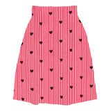 Piupiuchick Knee-Lenght Skirt Pink W/ Black Hearts Allover
