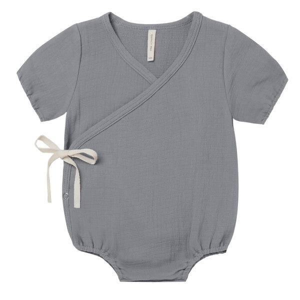 Quincy Mae Woven Wrap Romper | Ocean