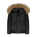 SCOTCH BONNET COAT BLACK CANVAS NATURAL FUR