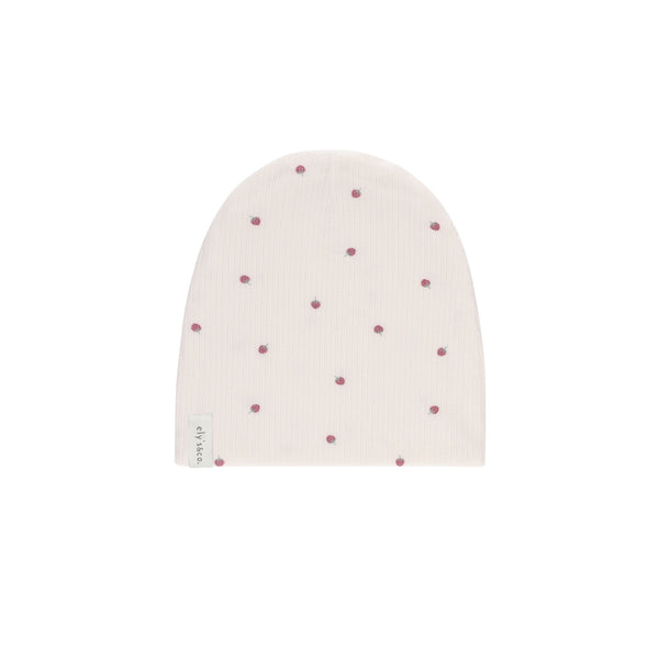 Ely's & Co. Ribbed Cotton Strawberry Collection Pink/Ivory Beanie