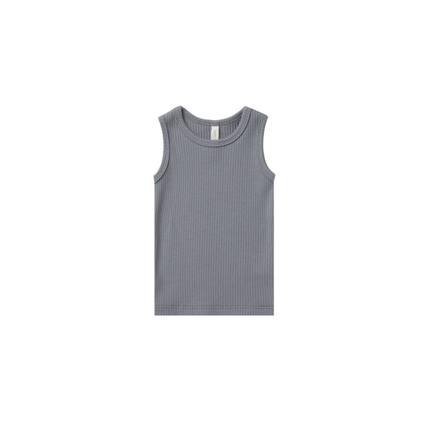 QUINCY MAE RIBBED TANK TOP | WASHED-INDIGO