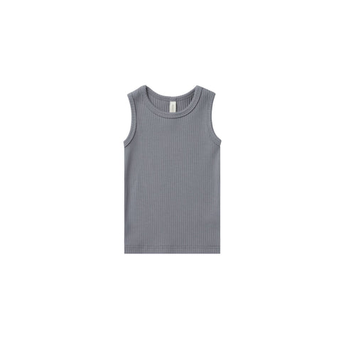 QUINCY MAE RIBBED TANK TOP | WASHED-INDIGO