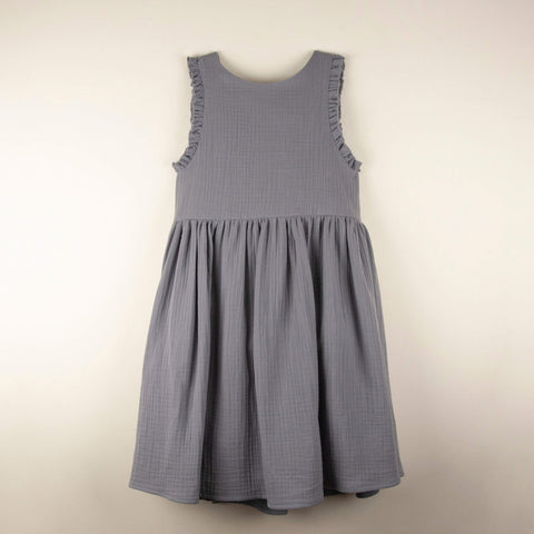 Popelin Greyish-blue organic dress with straps