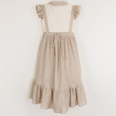 Popelin Organic Sand Dress With Baby-Style Collar