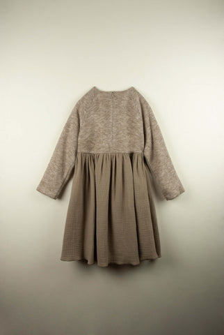 Popelin Raglan sleeve taupe dress