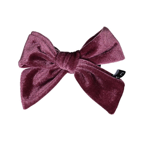 KNOT VELVET BOW CLIP // BERRY