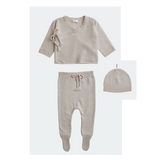 BELLE ENFANT Wrap Top, Leggings, Hat Set Alabaster