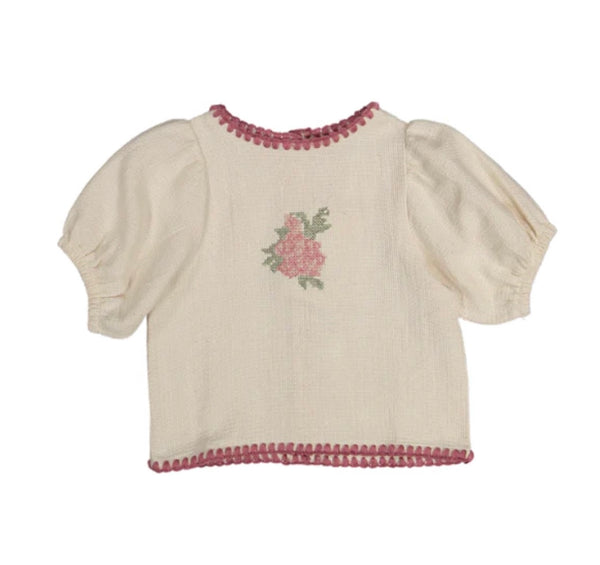 Bebe Organic Rosel Baby Shirt Needlepoint